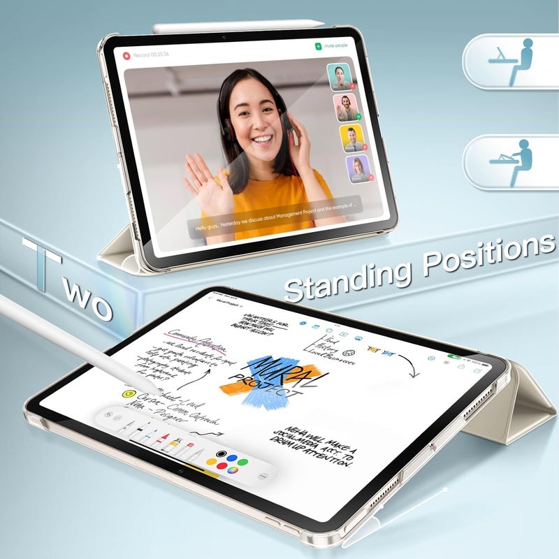 Jetech Case for iPad Air 11-Inch M3/M2 (2025/2024), iPad Air 5/4 (2022/2020 5th/4th Generation 10.9-Inch), Slim Stand Hard Back Shell Cover with Auto Wake/Sleep (Starlight) - Image 5